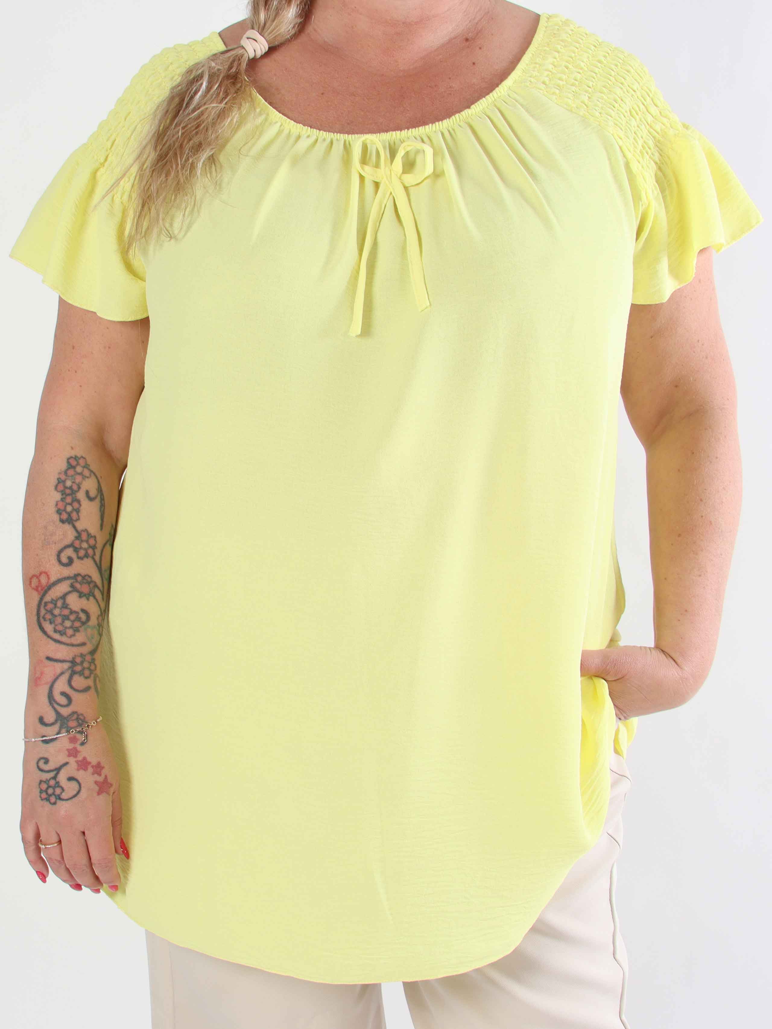 Esther - Plus size tunika med flæseærmer og elastik i udskæringen